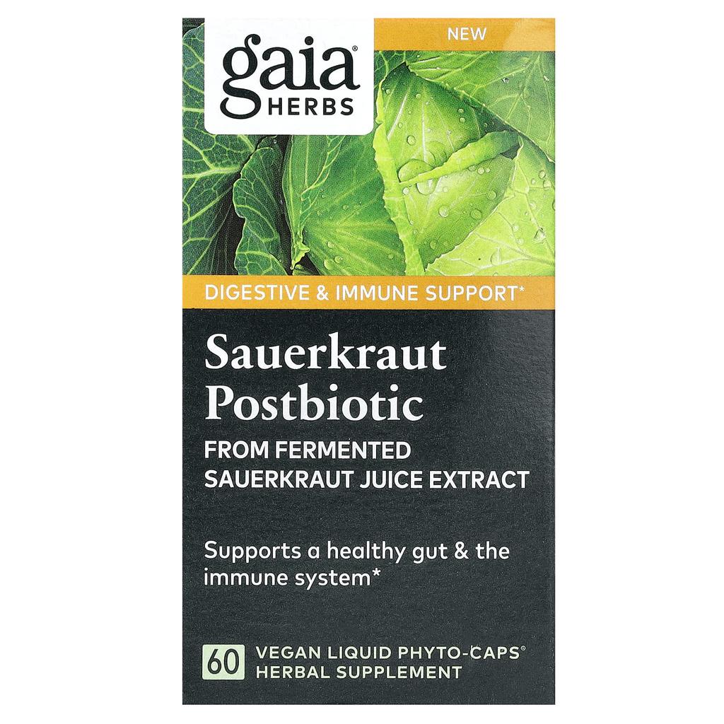 Gaia Herbs, Sauerkraut Postbiotic, 60 Vegan Liquid Phyto Capsules