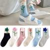 3D Flower Mid Tube Socks Candy Color Tulip Socks Ins Women Socks Ladies