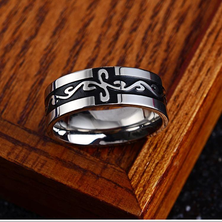 Кольцо с узором дракона в китайском стиле, ретро, мужское, из титановой стали, тренд