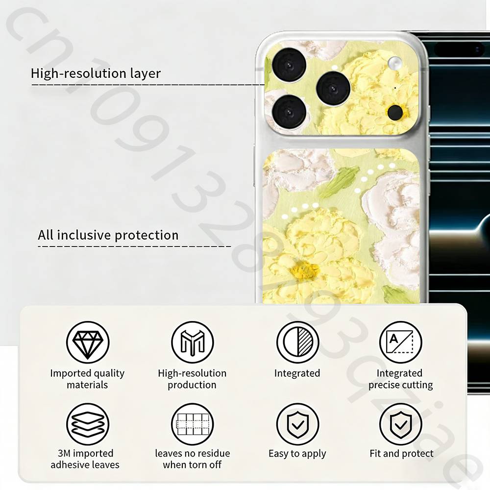 Анри Матисс кошка цветы Искусство Для iPhone 17 pro Max /17 pro Полное покрытие Наклейка Кожаная Обертка 3D Цветная Задняя Защитная Пленка-Наклейка