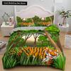 Cartoon Tiger Duvet Cover King Queen Animal Forest Theme Bedding Set for Kids Boys Girls Jungle Wildlife Polyester Quilt Cover