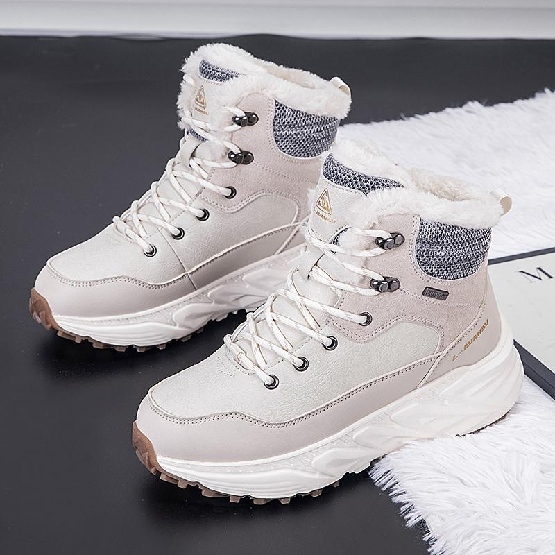 TUINANLE Мужские высокие водонепроницаемые хлопковые кроссовки Женская обувь с теплой вельветовой подкладкой для зимнего использования на открытом воздухе