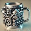 Resin V8 Engine Cup Ornament Simple Personality Mechanical Engine Mug Punk Stainless Steel Cup