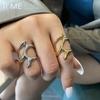 Trendy Vintage Elegant Irregular Adjustable Rings for Women Punk Geometric Hollow Branches Open Ring Party Jewelry