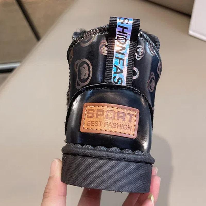 Зимние ботинки для девочек, новые зимние мягкие подошвы с шерстяной утолщенной обувью принцессы, детские хлопковые ботинки для мальчиков