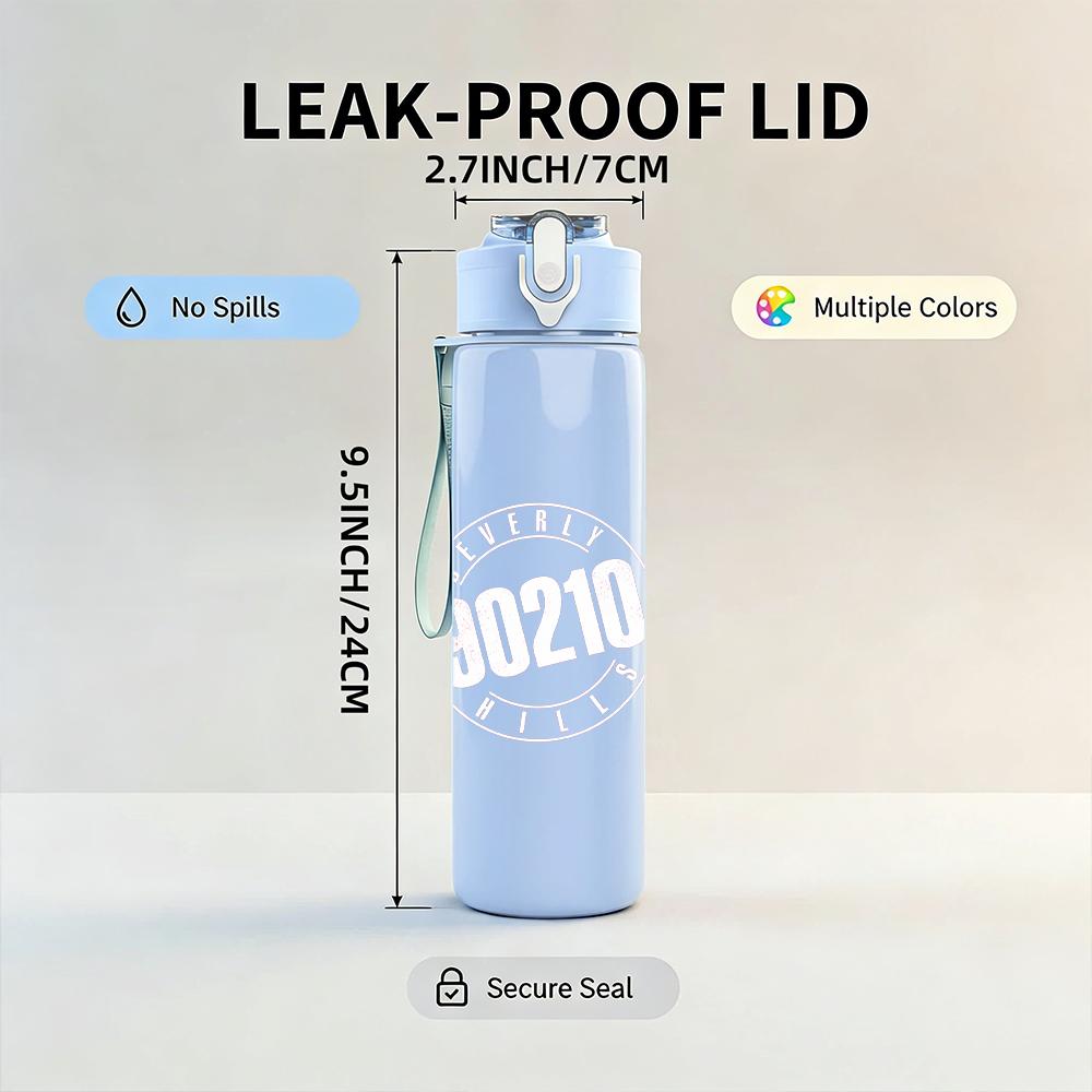 1PC Blank Light Faded White Minimalist Print 750ml Portable Sports Water Bottle Leakproof Gym Outdoor Travel Drink Cup