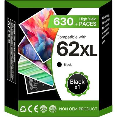 Картридж 62XL - Черный - Совместимый с HP - Ресурс 630 страниц - Водная основа