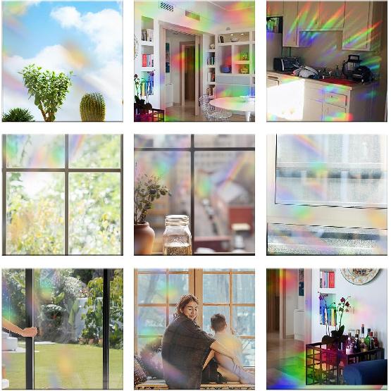 Ouligay 33pcs Prism Window Decals to Prevent Bird Strikes Prevention Window Stickers for Birds Anti-Collision Circle Windows Clings for Bird Rainbow