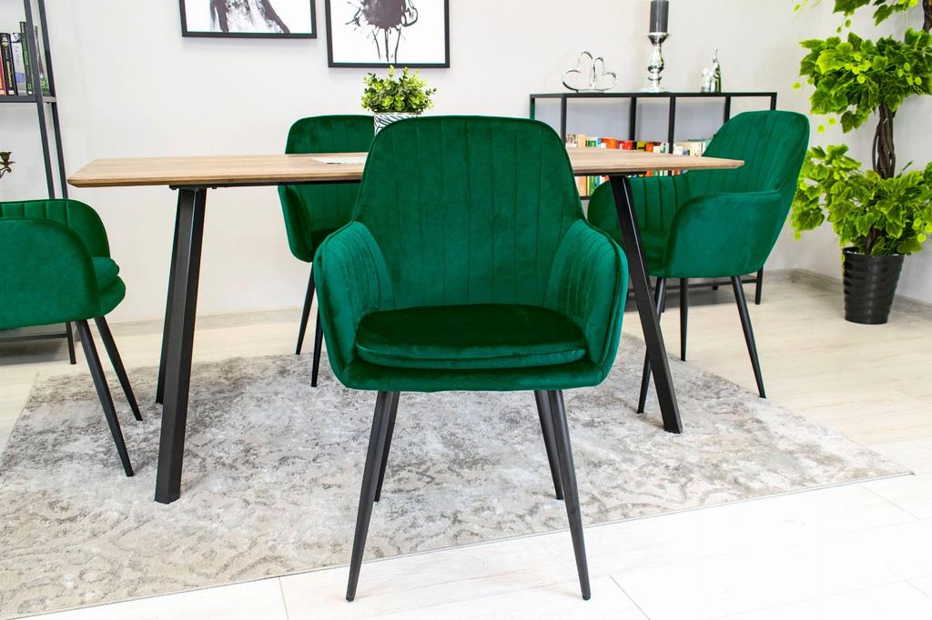 LUGO chair - green velvet / black legs x 1