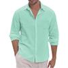 Men's Hawaii  Summer New Loose Solid Long Sleeve Shirt Cardigan Beach Shirt