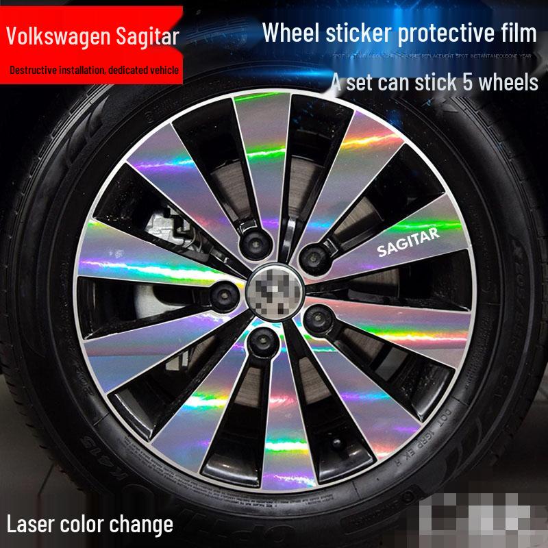 Volkswagen Sagitar Wheel Hub Stickers: Electroplating Color Change, Warning, Scratch Protection