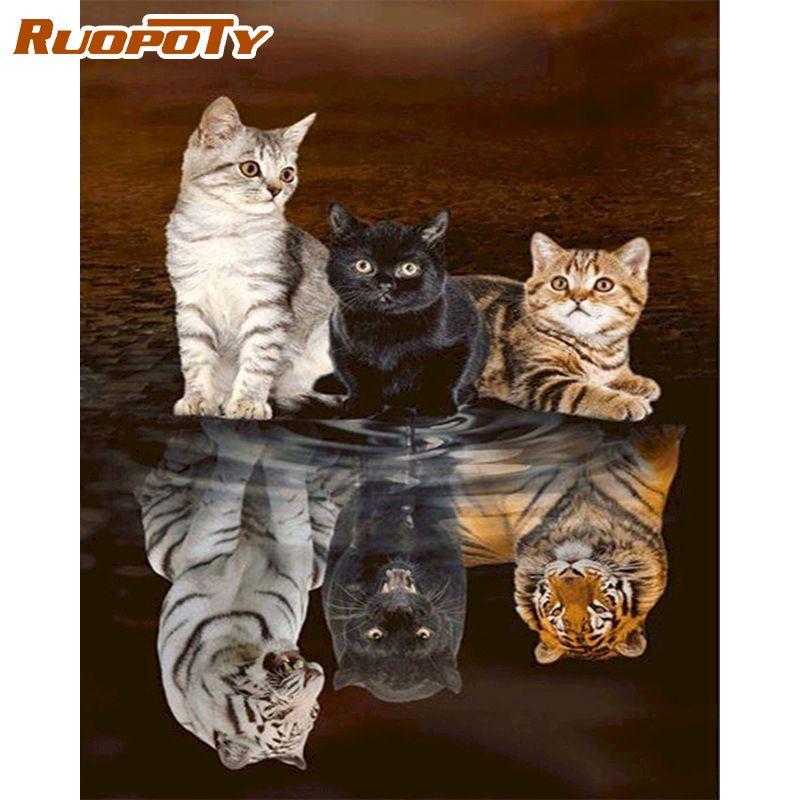 RUOPOTY Безрамная картина «сделай сам» по номерам, животные, акриловая настенная картина по номерам, холст, картина для украшения дома, искусство