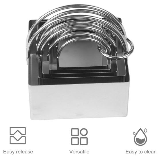 5 шт. формочки для печенья из нержавеющей стали с ручкой разных размеров, квадратные круглые звезды, цветы, сердце, любовь, пресс, форма для резки печенья, кухонные инструменты для выпечки