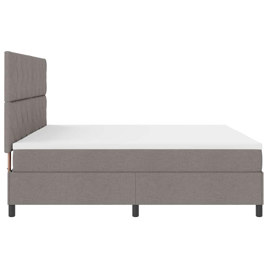 Box Spring Bed with Headboard Taupe 200 x 200 cm Fabric