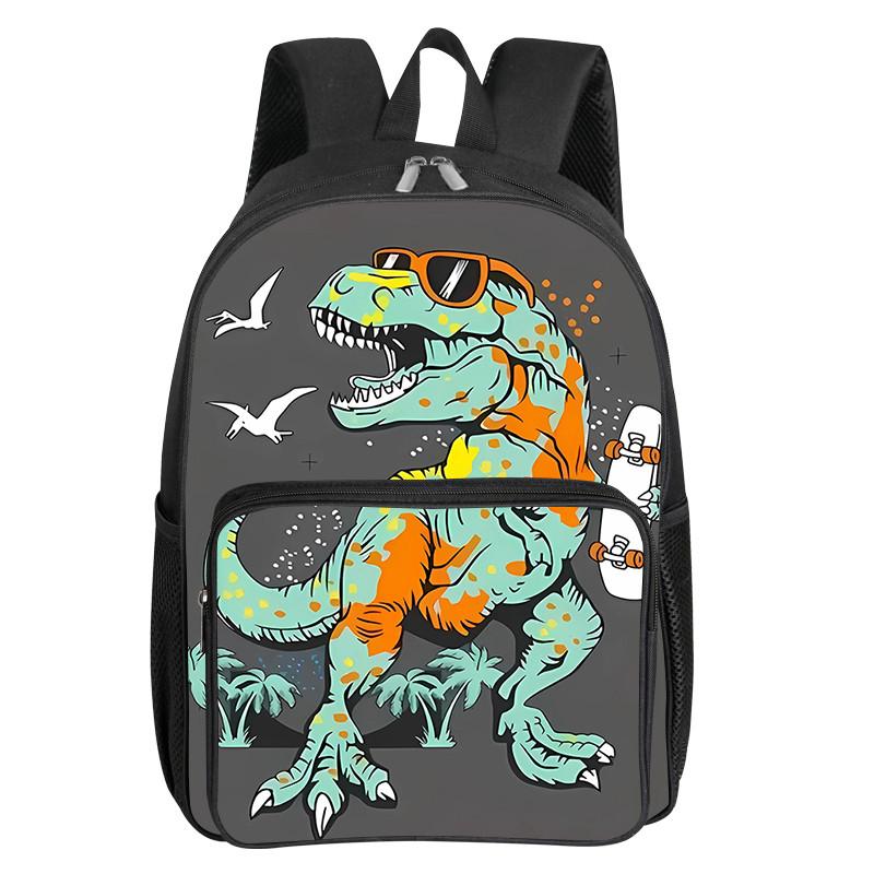 Квадратный рюкзак с передним карманом с рисунком динозавра для мальчиков и девочек, лучший подарок, 2D плоские мультяшные школьные сумки для детей