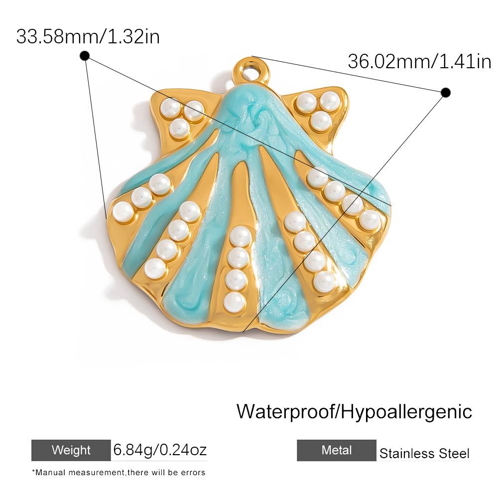 Summer Ocean Style Colorful Shell Starfish Charm Pendant 18K Gold Plated Stainless Steel Gift Jewelry