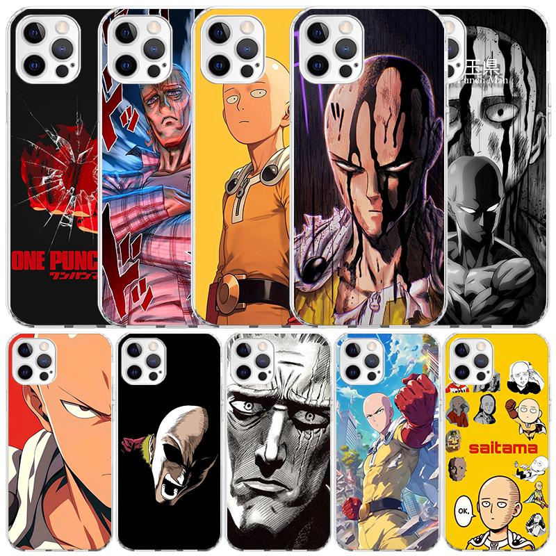 Мягкий чехол One P-Punch-Man Saitama King для iPhone 16 17 Air 15 14 Pro Max 16E Чехол для телефона 13 Mini 12 11 7 SE 8 С рисунком Подходящий