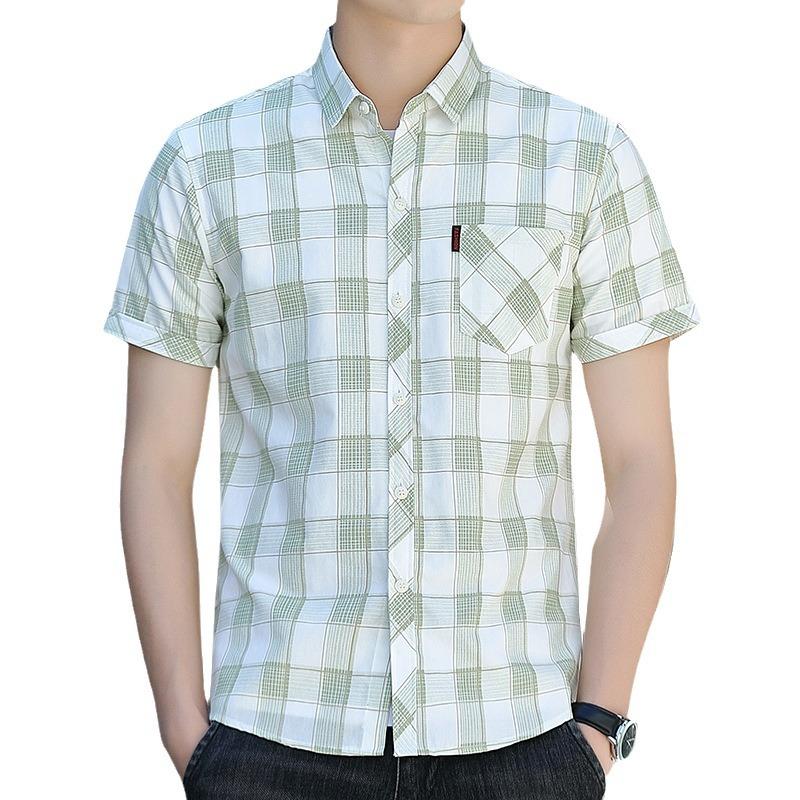 Новая летняя мужская рубашка с короткими рукавами и карманами, трендовая повседневная рубашка без железа, мужская клетчатая рубашка в дюйм, прилив