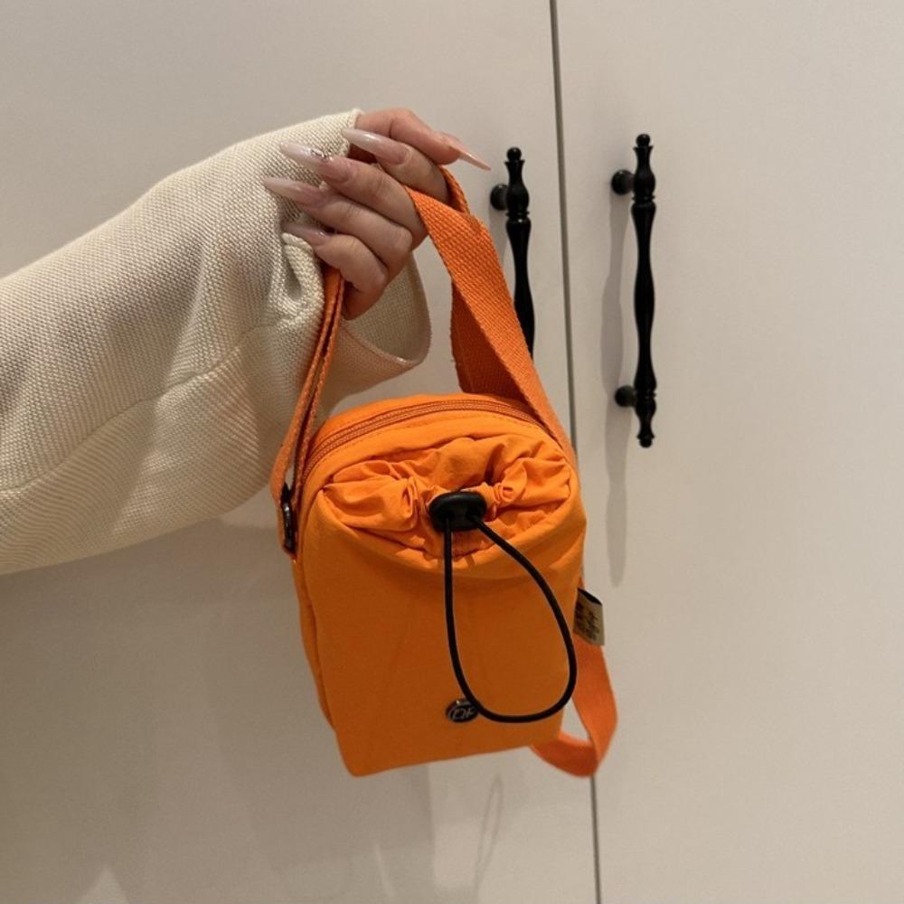 Solid Color Mini Nylon Crossbody Bag Multifunctional Single Shoulder Bag Water Bottle Bag Travel