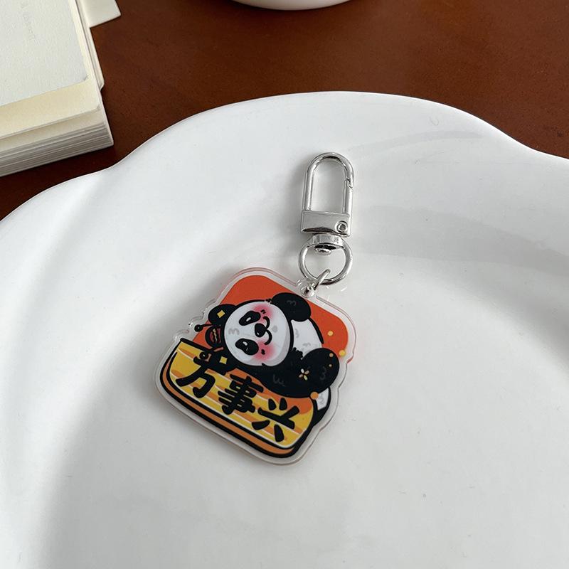 Cartoon Panda Keychain: Cute Acrylic Pendant for School Bags