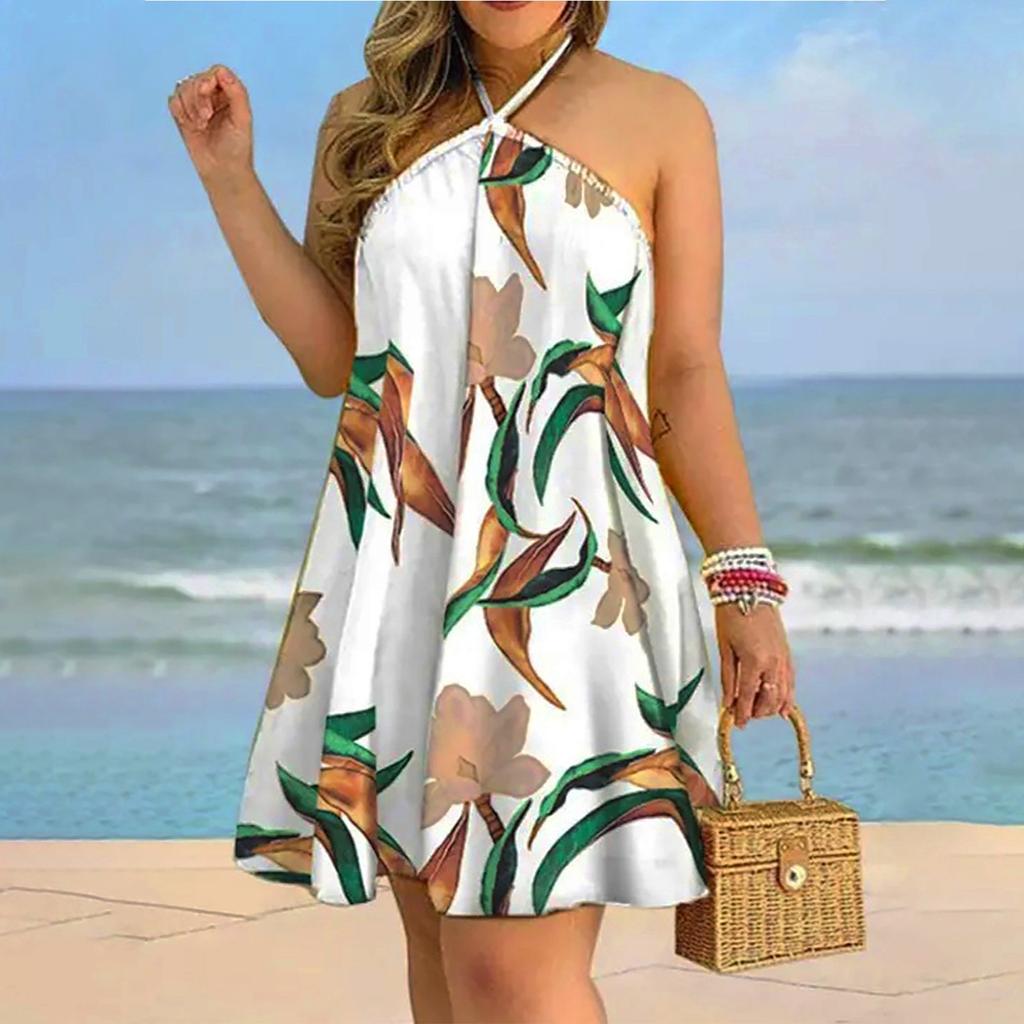 Женское летнее повседневное свободное платье с открытыми плечами и завязками