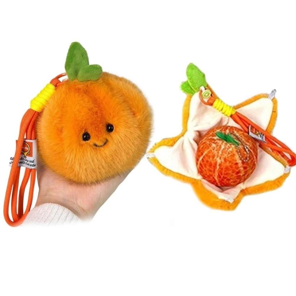 Soft Filled Orange Plush Keychain Furry Texture Simulation Food Toy  Backpack Decor