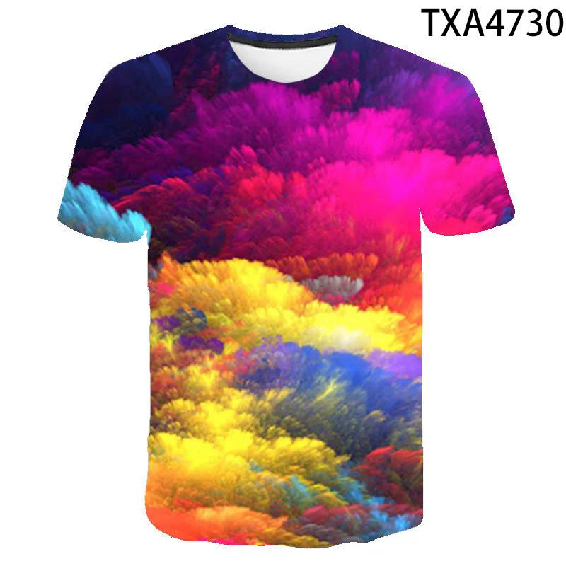 3D футболка Galaxy Colorful Clouds футболка для мужчин, женщин, детей, облако крутая футболка с принтом звездного неба, топы, футболки, одежда для мальчиков и девочек