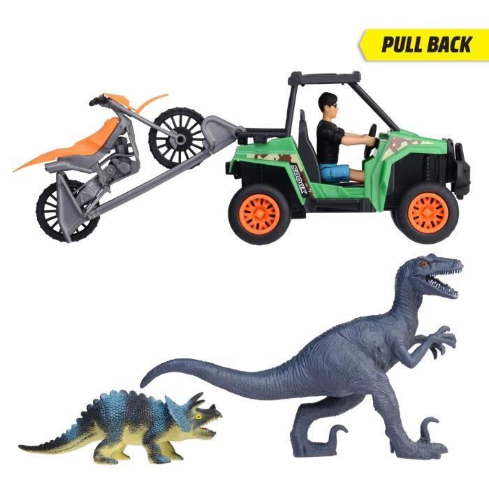 Coffret Chasseur De Dinosaures - Dickie - 1 Figurine Articulée Et 2 Dinosaures Inclus