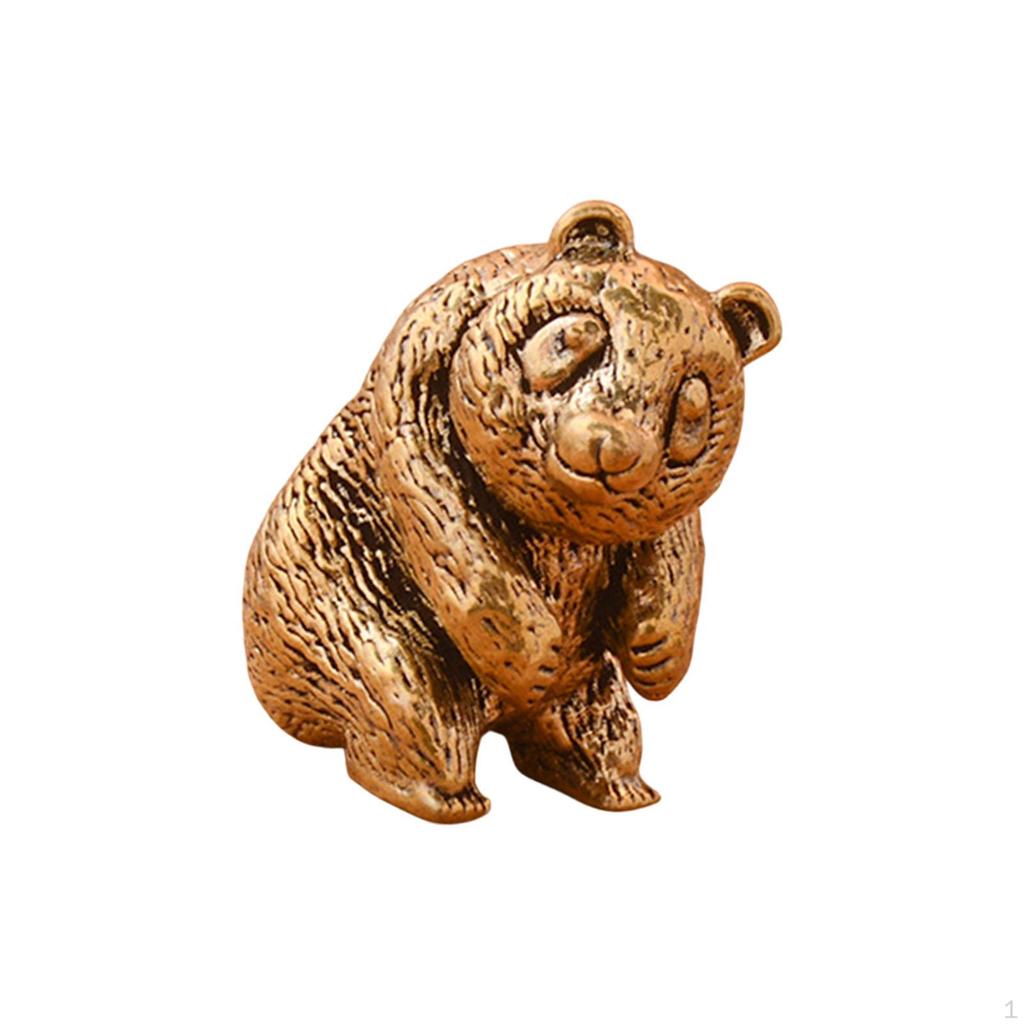 Brass Small Panda Statuette Micro Landscape Pandas Small-size Office Desktop Ornament Tea Pet Toy