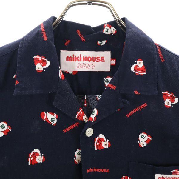 MIKIHOUSE Рубашка с длинным рукавом Санта-Клаус M Темно-синий Отложной воротник Мужская Б/у