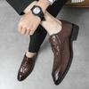 2024 New Casual Derby Shoes for Men Black Fashion Business Men Dress Leather Shoes Crocodile Pattern Wedding Shoes Men Shoes