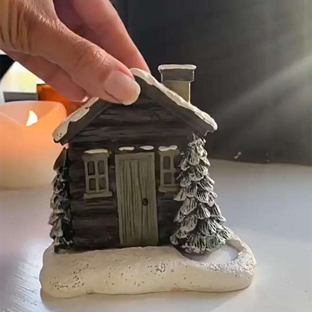 Ceramic Log Cabin Chimney Incense Burner Fragrance Stick Holder for Festive Christmas Decoration