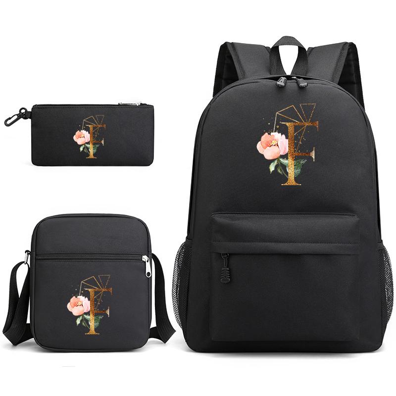 Рюкзак из 3 предметов с 26 английскими буквами, холст для косплея, детский школьный рюкзак, дорожная сумка, сумка для книг в школу