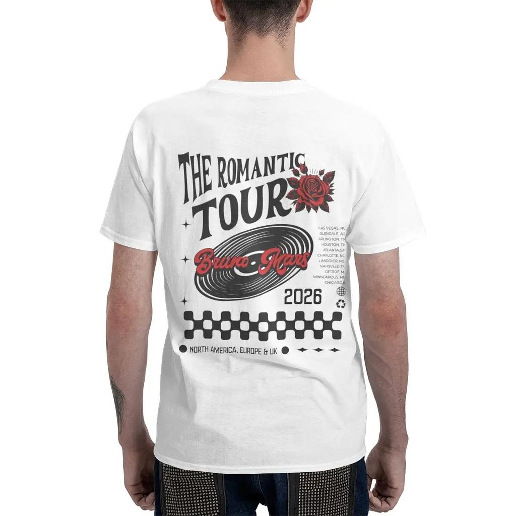Мужчины Женщины Бруно Марс Романтическое Турне 2026 Футболки Наряды Мода 100% Хлопок Футболка Футболка Одежда Лето Женская Мужская Одежда