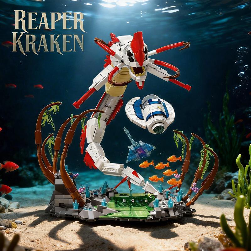 80026 Death Kraken Building Block Model, High Difficulty Educational Puzzle Toy, Boy's Display Piece Gift