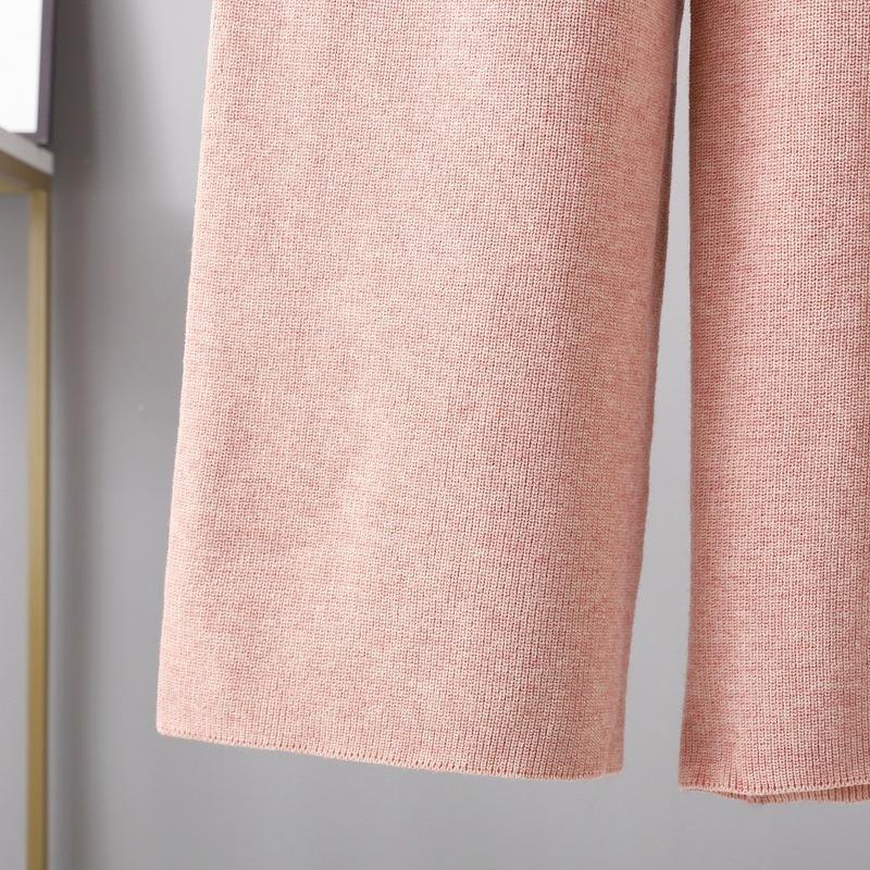 Вязаный свитер с воротником-стойкой и воротником-стойкой, женский осенне-зимний теплый комплект для снижения возраста, повседневные широкие брюки, комплект из двух предметов