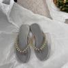 Fashion Fashion Pearls Beach Flip Flops for Women 2025 Summer Clip Toe Flat Slides Sandals Woman Comfortable Non Slip Outdoor Slippers