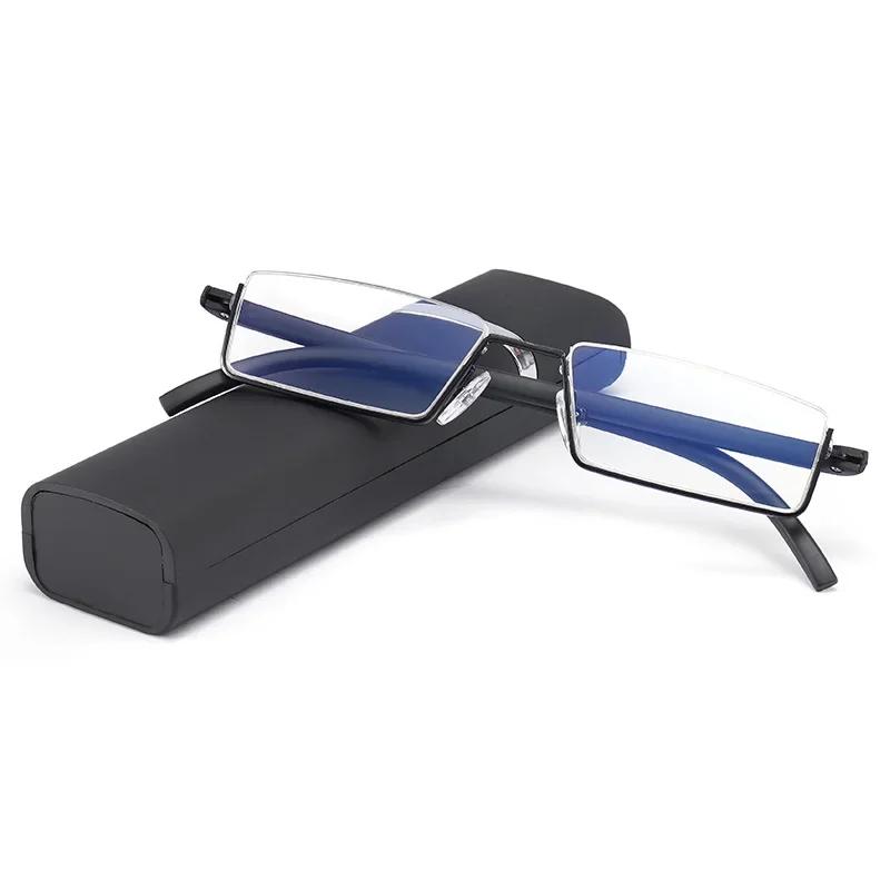 Очки для чтения TR90, полурамка из нержавеющей стали, антибликовый женский оптический зеркальный чехол для очков для пресбиопии