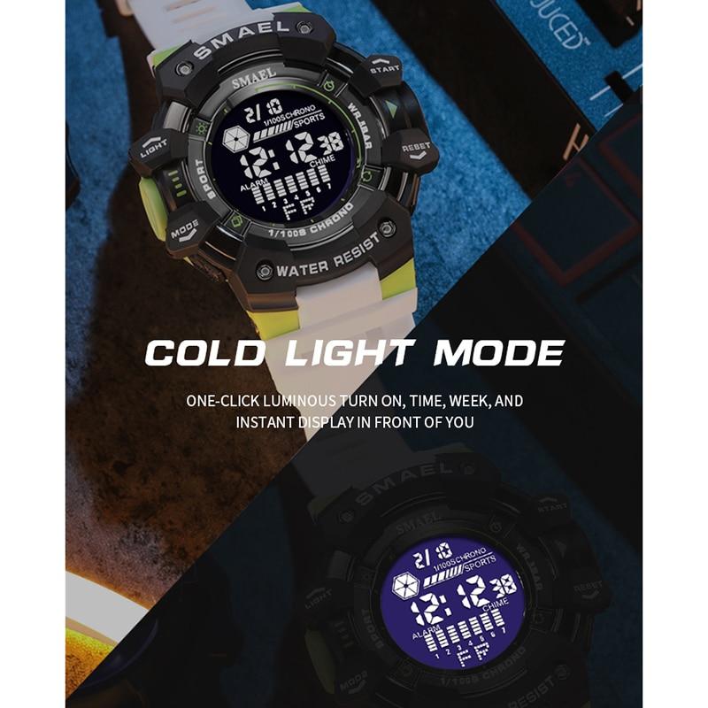 SMAEL Цифровые часы, военные наручные часы, светодиодный секундомер, будильник, мужские часы с большим циферблатом, 8050, модные спортивные часы, водонепроницаемые