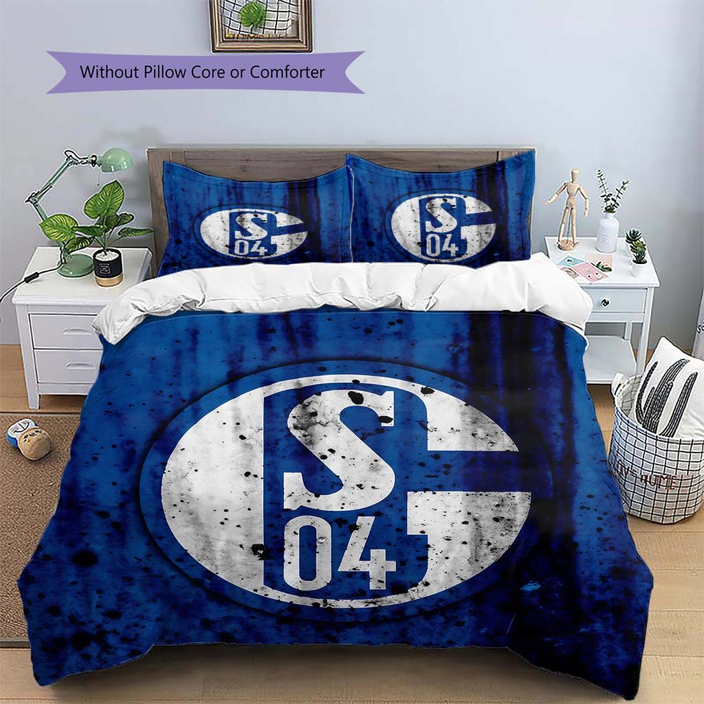FC Schalke 04 Pattern Bedding Quilt Set  Home Decoration  Gift (1 * duvet cover + 2 * pillowcase  without core)