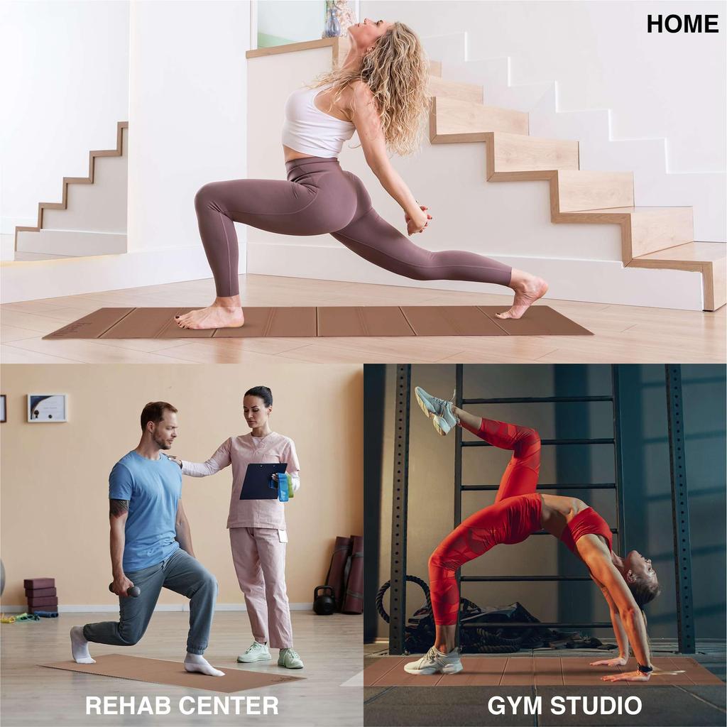 Feetlu Складной коврик для йоги 6 мм x 61 см x Легко хранить Складной коврик для упражнений для дома и напольных упражнений - 183 см, Большой, Легкий, - Нескользящий для йоги,