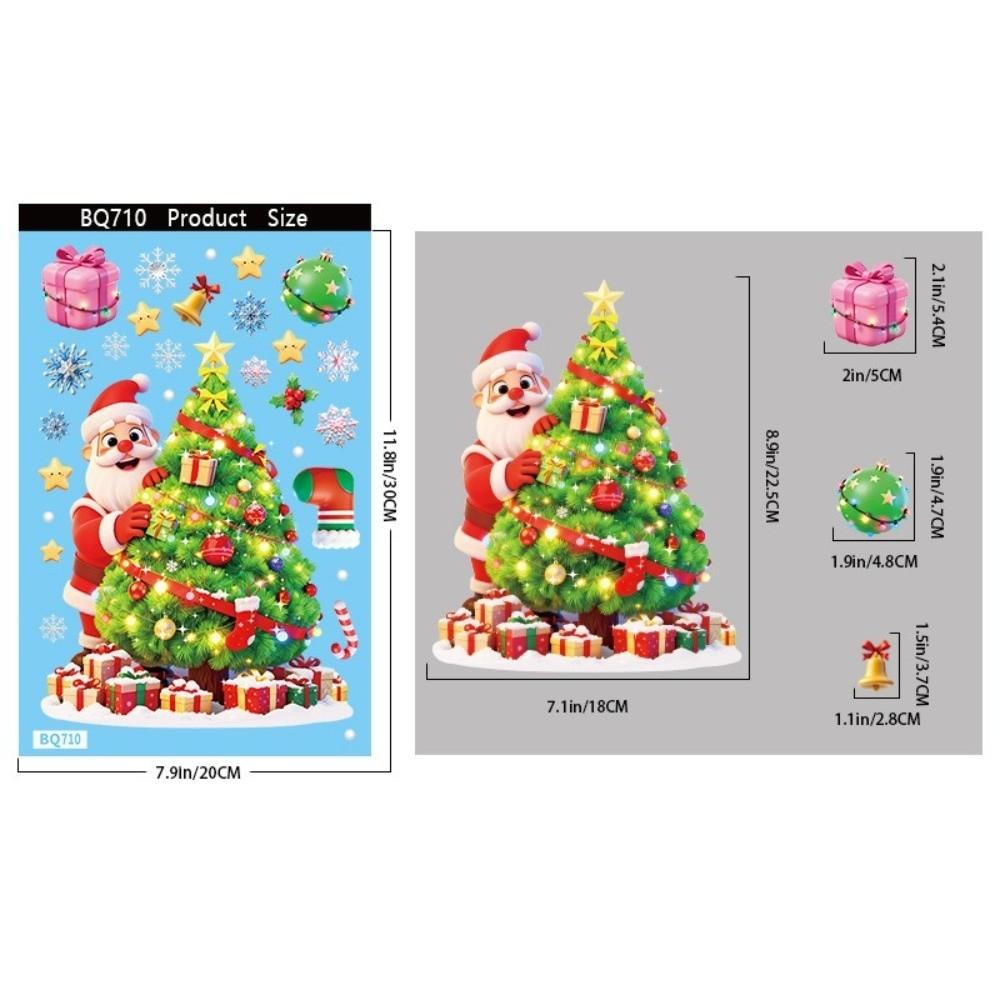 Snowflake Santa Snowman Merry Christmas Window Sticker Decorative Static Sticker  Christmas Gift