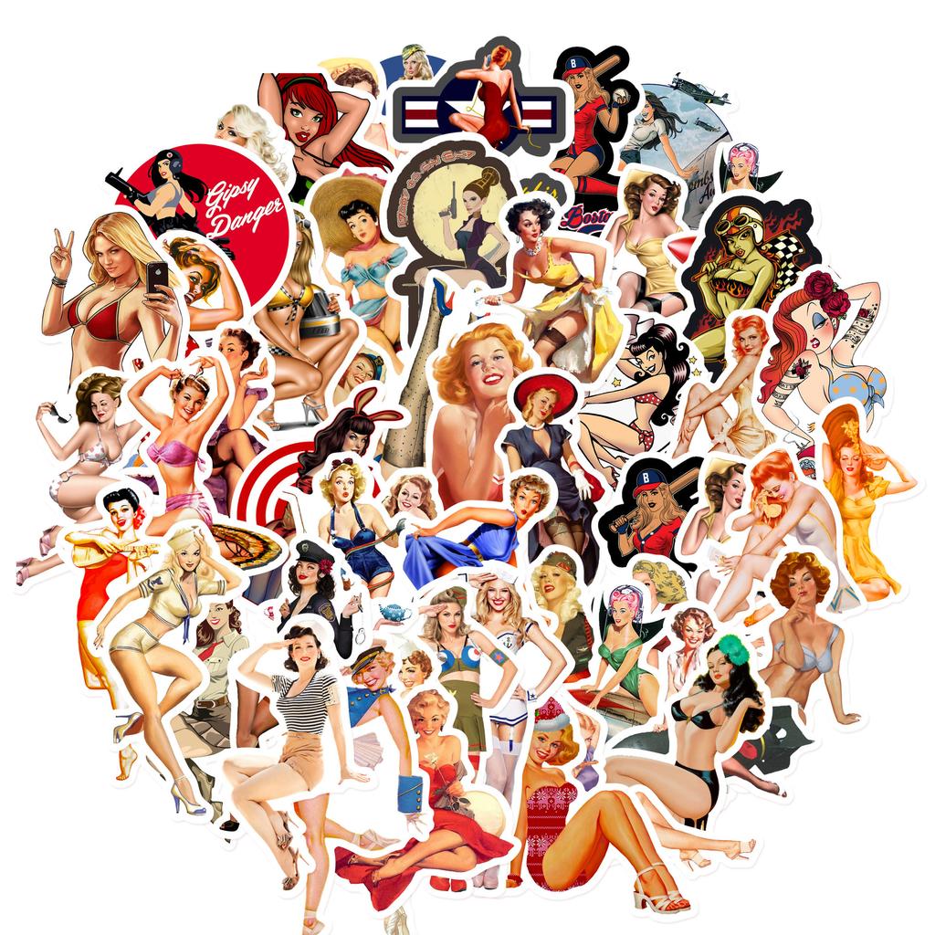 50 шт./компл. ретро Junk Journal Beauty Series 01 Pin-Up наклейки для девочек DIY модные смешанные водонепроницаемые наклейки-каракули