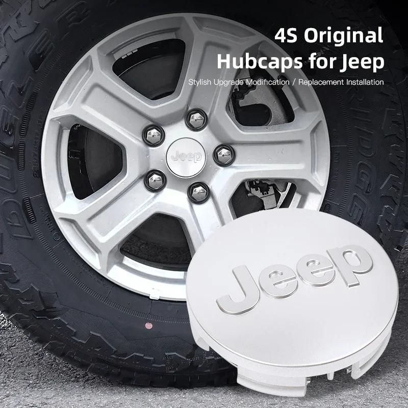 For Jeep For Jeep Renegade Compass Grand Cherokee Wrangler jk Gladiator 4pcs ABS Electroplating Car Wheel Hub Center Cover  A