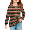 Christmas Day Girls' Long Sleeve Blouse - Round Neck Soft Waist Tunic