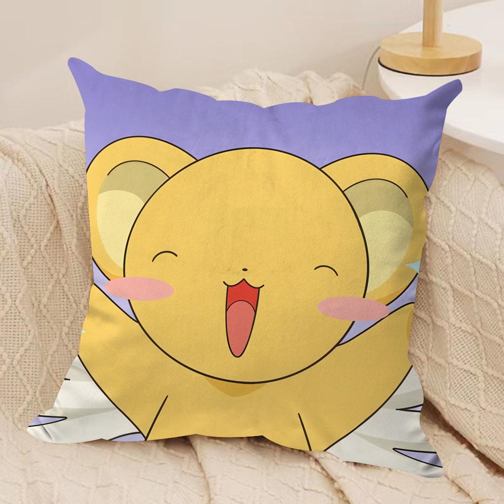 Anime CCardcaptor SSakura Cushion Cover Silky Short Plush Invisible Zipper Dustproof Sofa Pillow Case For Home Decor