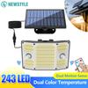 254/243LED Outdoor Solar Lights Garden Solar Powered Security Light Flood Light Motion Sensor 3 Mode Waterproof Garden Shed Yard