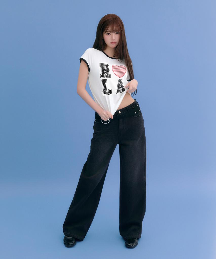 ROLAROLA Back Seam Denim Pants Black