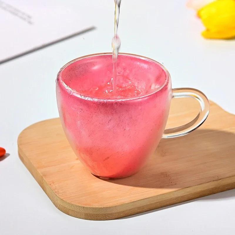 Чашка для кофе в форме сердца, двухслойная стеклянная чашка с ручкой, простые кружки для молока и сока, хозяйственное стекло, подарок на День святого Валентина