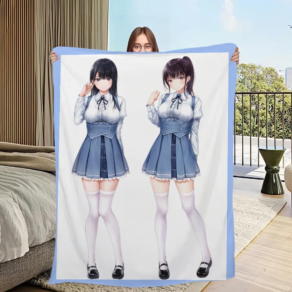 Warm Soft Plush Game Yui Seifuku Fanart KKanojo Blanket for Sofa Living Room Office Bedroom Travel Gift Konomi Flannel